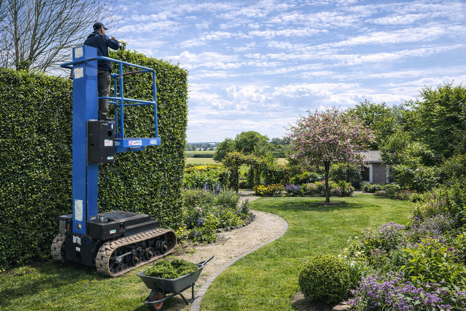 Nacelle sur chenilles en extérieur